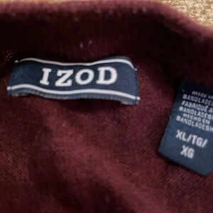 Izod Men's Sweater XL Maroon Pullover Long Sleeve Knit Outdoor Lightweight